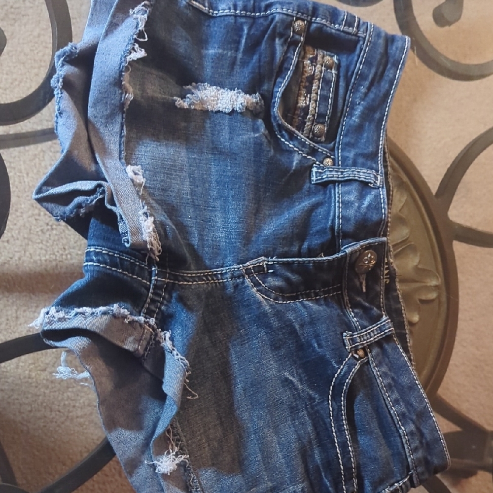 Distressed Blue Jean Shorts